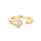 Gold Sparkling Sculptural Crossover Adjustable Ring