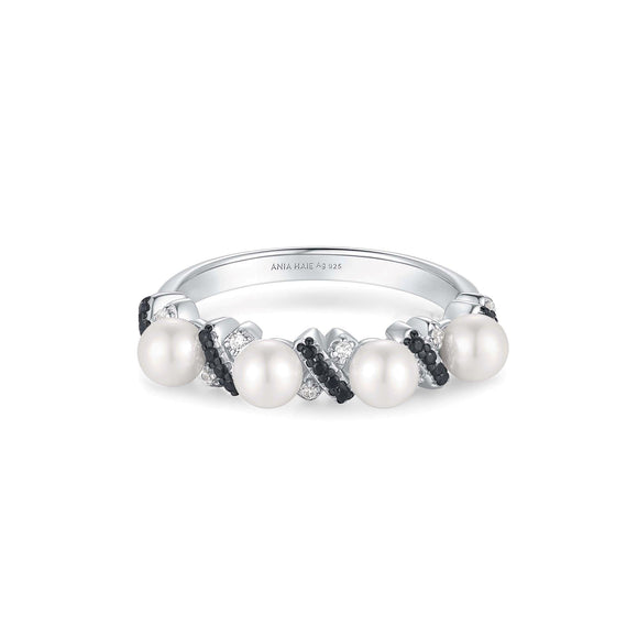 Ania Haie Two-Tone Sparkling Braided Shell Pearl Ring