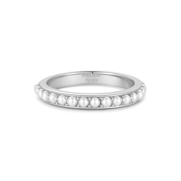 Ania Haie Silver Shell Pearl Beaded Ring