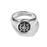 THOMAS SABO Signet Ring Compass Black Zirconia