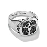 THOMAS SABO Signet Ring Cross Black Zirconia