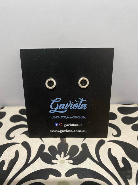 Gaviota Columbian Silver Round Stud Earrings