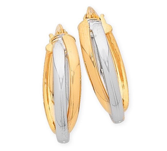 9ct Two Tone Silver Filled Hoop Earrings